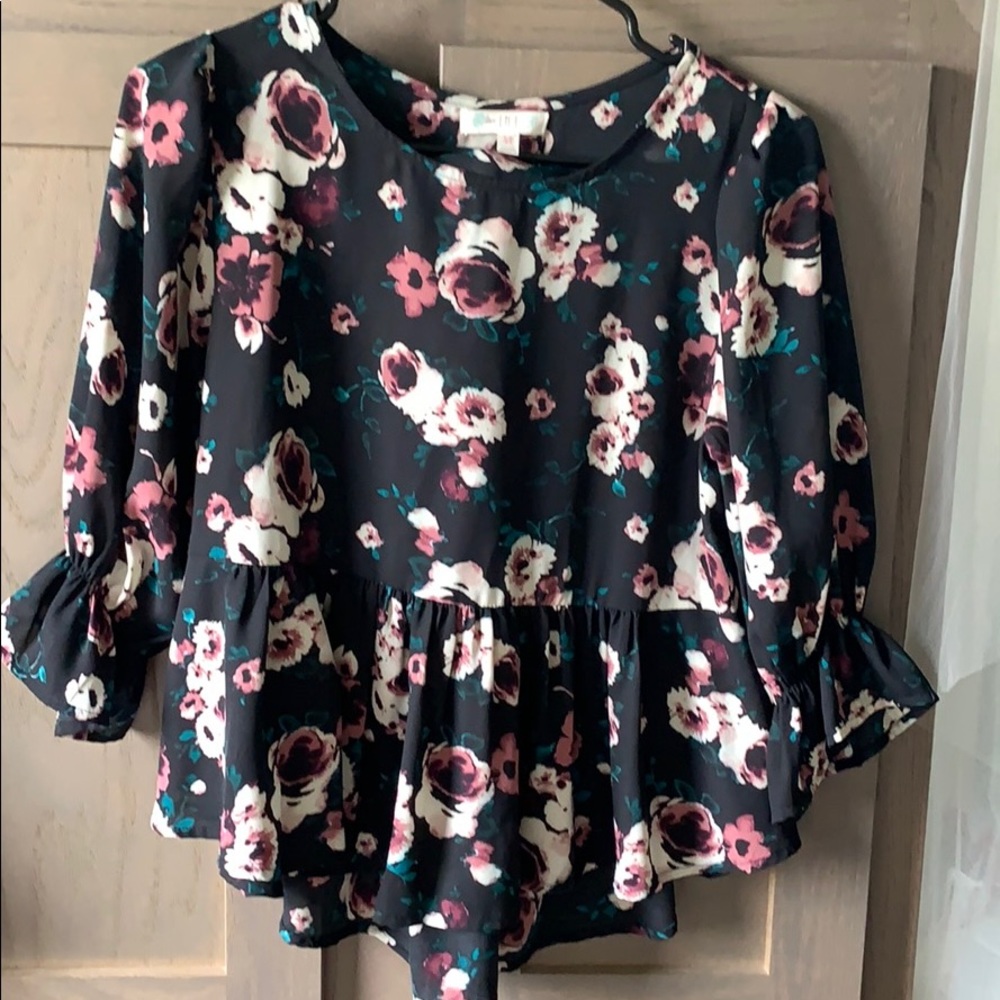 Black floral shirt